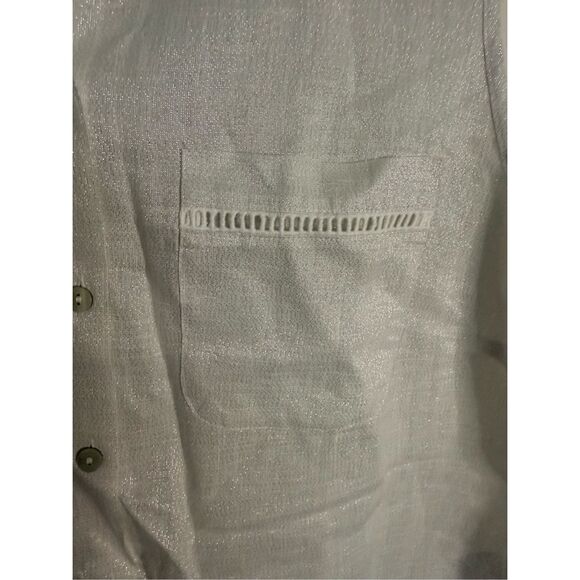 NWT Chico’s NO IRON SLEEVELESS LINEN TUNIC METALLIC NO IRON TANK OPTIC WHITE - Picture 5 of 6